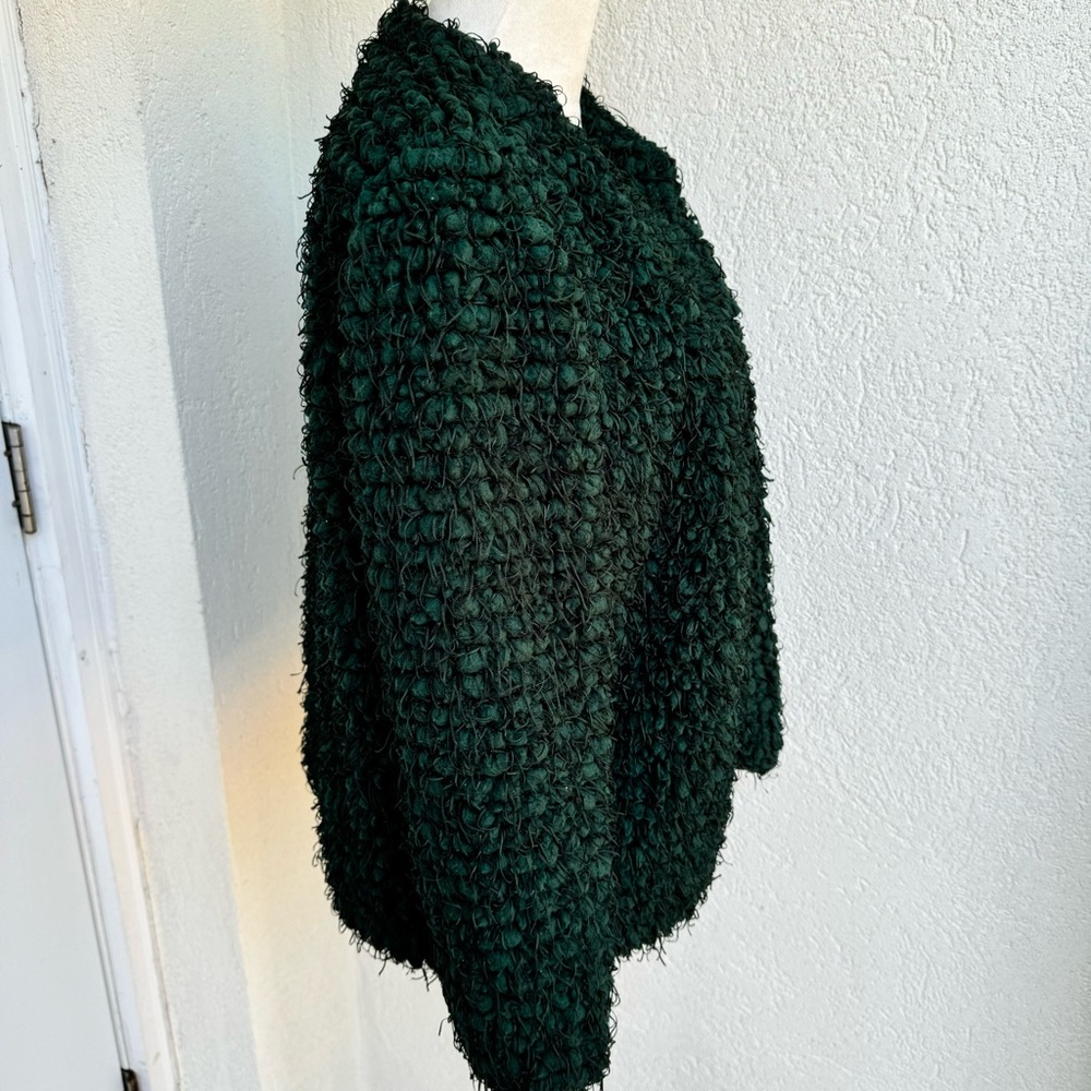 ZARA.  Teddy, Emerald Green Open Jacket. Warm and Cozy. Size Large. Fully lined. - Picture 5 of 14